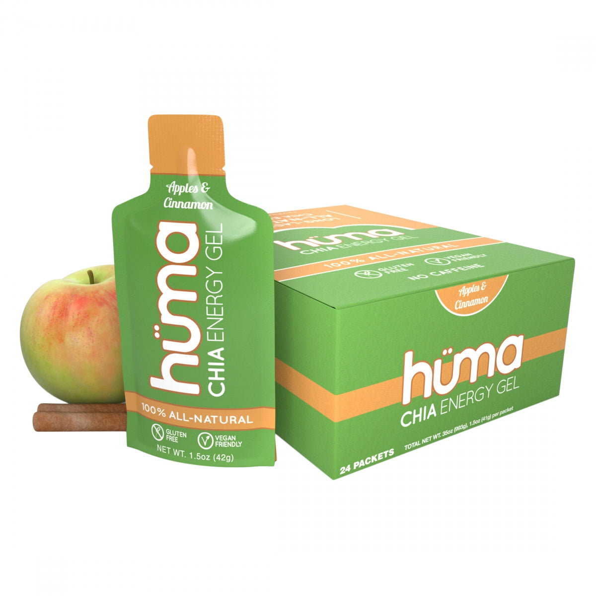 FOOD HUMA CHIA ENERGY GEL APPLE&CIN BXof24