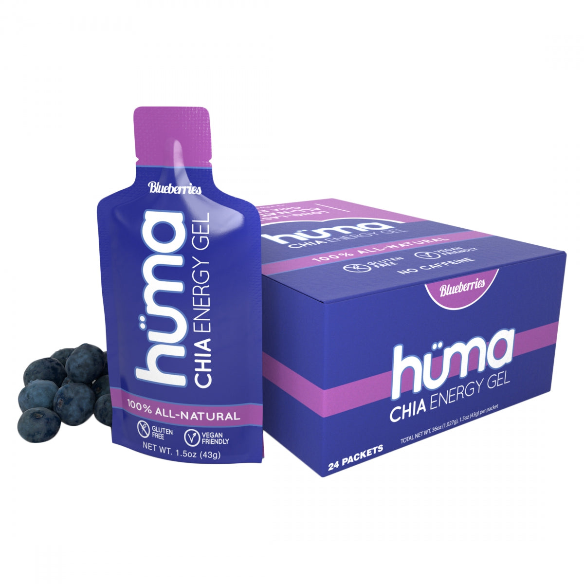 FOOD HUMA CHIA ENERGY GEL BLUEBERRY BXof24