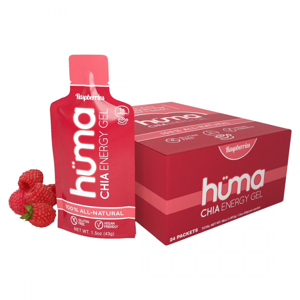 FOOD HUMA CHIA ENERGY GEL RASPBERRY BXof24