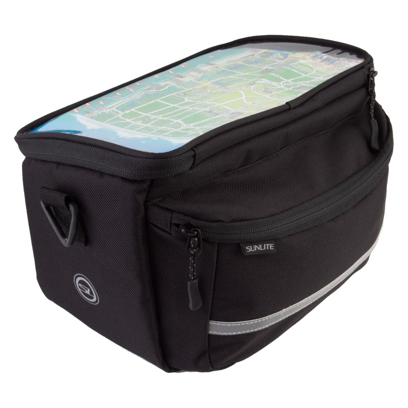 Sunlite Handlebar Map Bag Quick Release 9.8x5.5x7.1` 350 c.i. Black