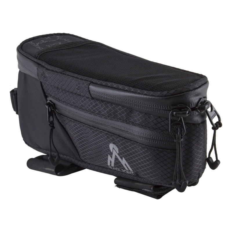 Black point Macropod Top Tube Frame Bag Velcro Straps 9.5x2.5x3.5` 122 c.i. Black