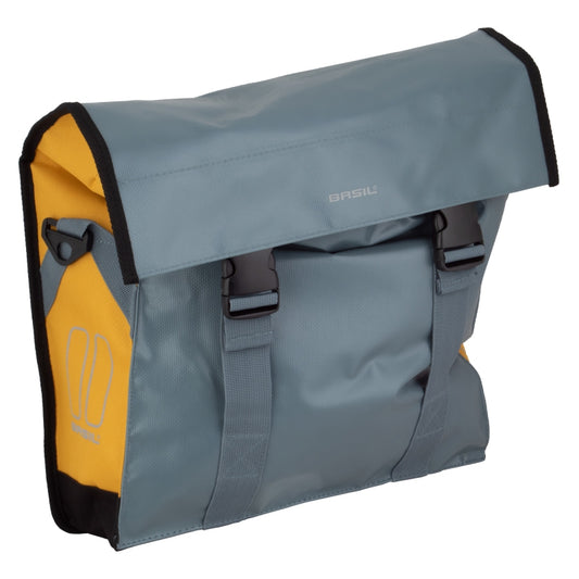 Basil Urban Load Messenger Pannier Bag Hook-On 15x4.3x17` 915 c.i. Grey/Gold