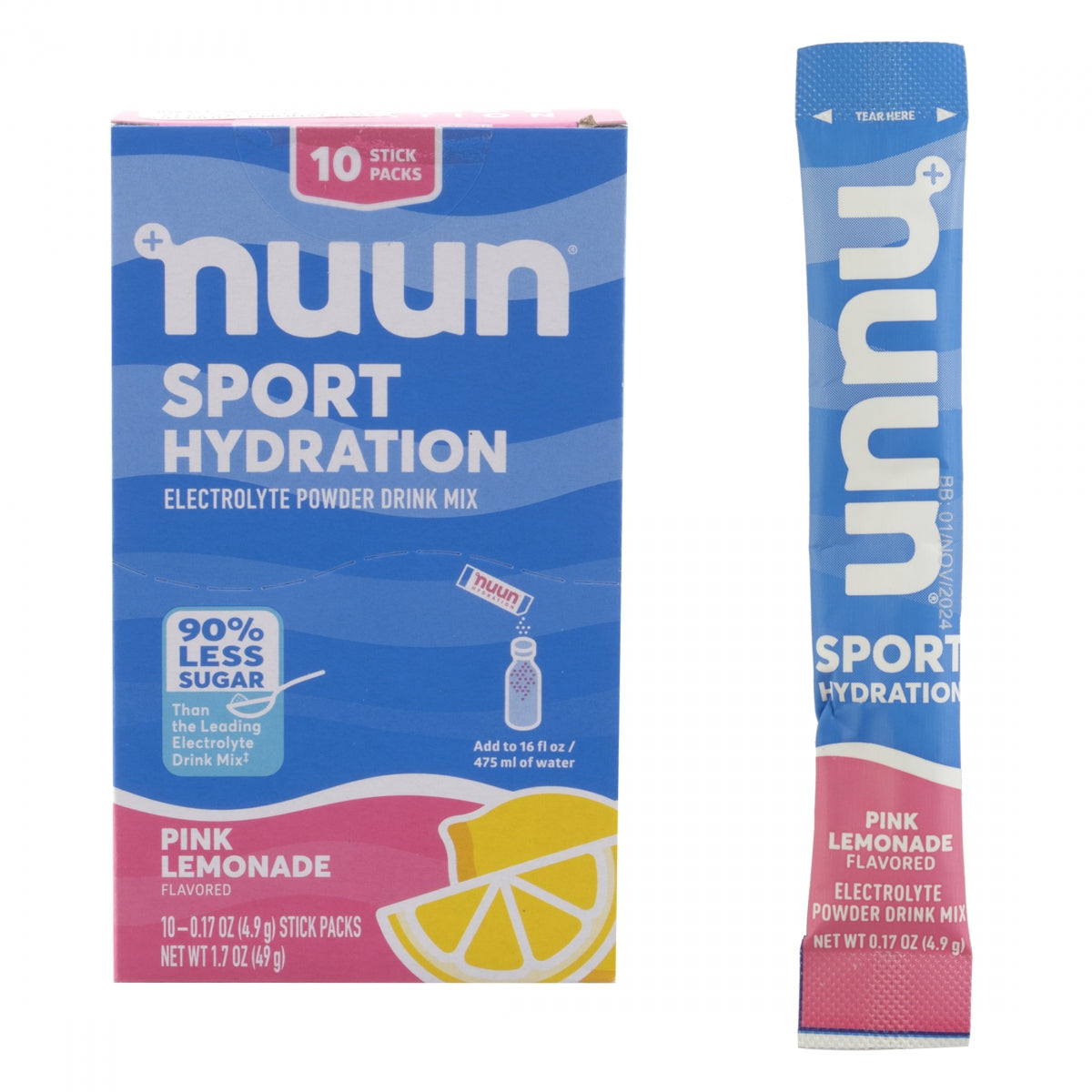 FOOD NUUN ELECTROLYTE SPORT PWDR PINK LEMONADE BXof10