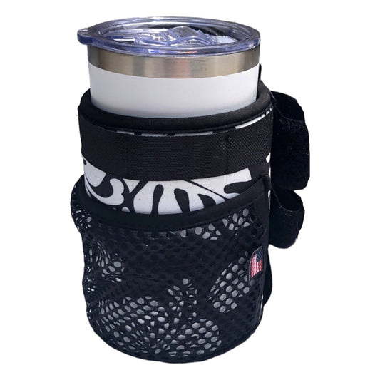 Cruiser candy Freedom E-Bike Drink & Phone Caddy Insulated Drink Holder Neoprene Black Hibiscus Velcro Straps