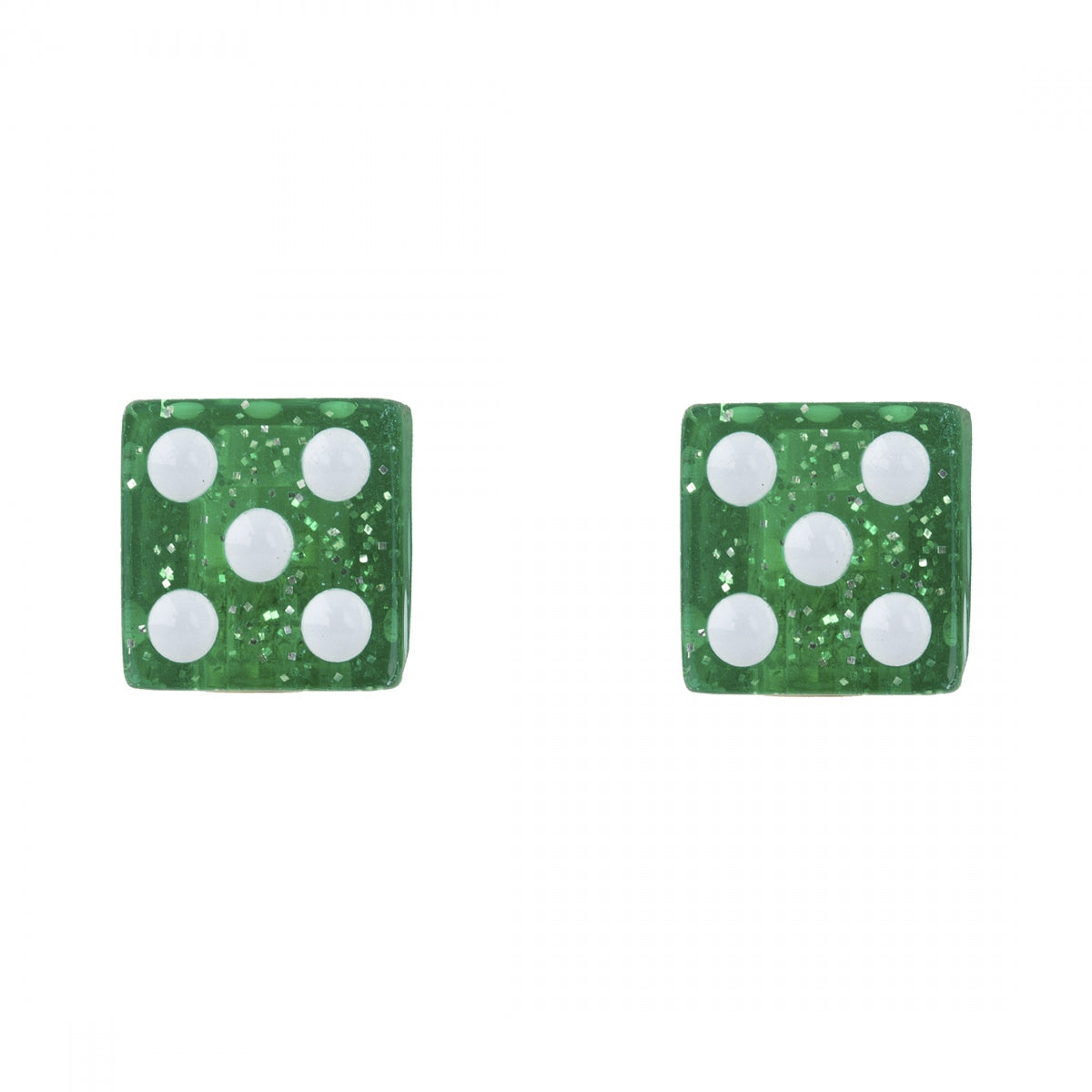 VALVE CAPS TRIKTOPZ DICE-GLITTER GRN 1pr/PK