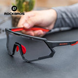 ROCKBROS Cycling Glasses Polarized Photochromic Sunglasses Riding Goggles 2 Lens