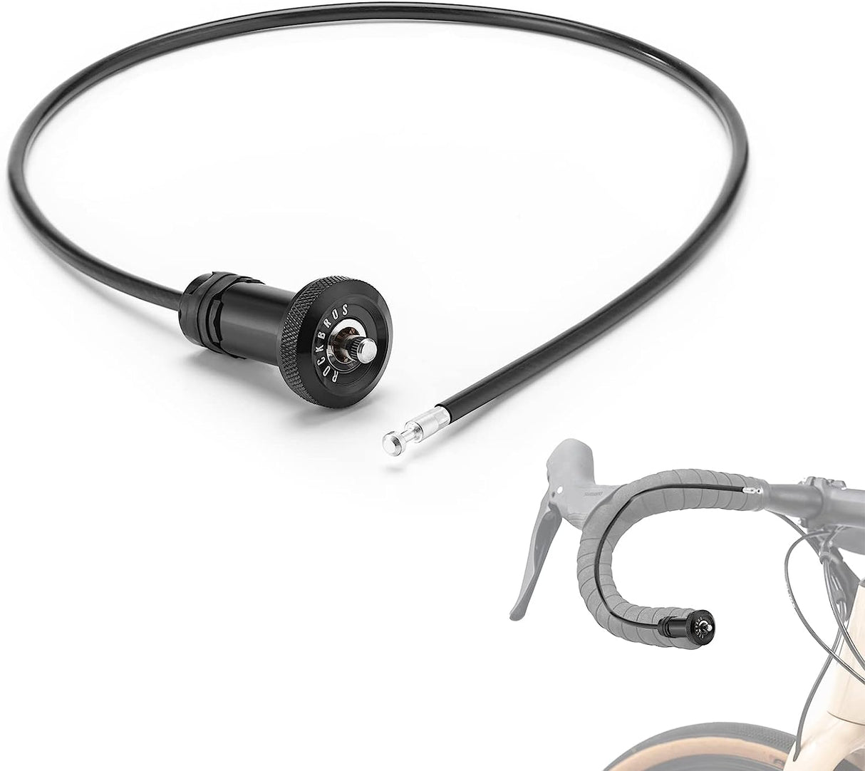【ROAD TO SKY】ROCKBROS Bicycle Lock Hidden Handle Lock Mini Lock Bike Cable Lock Hidden in Handlebars Helmet Lock Zinc Alloy Lock Cylinder Aluminum Shell 25.6 inches for Roadbike