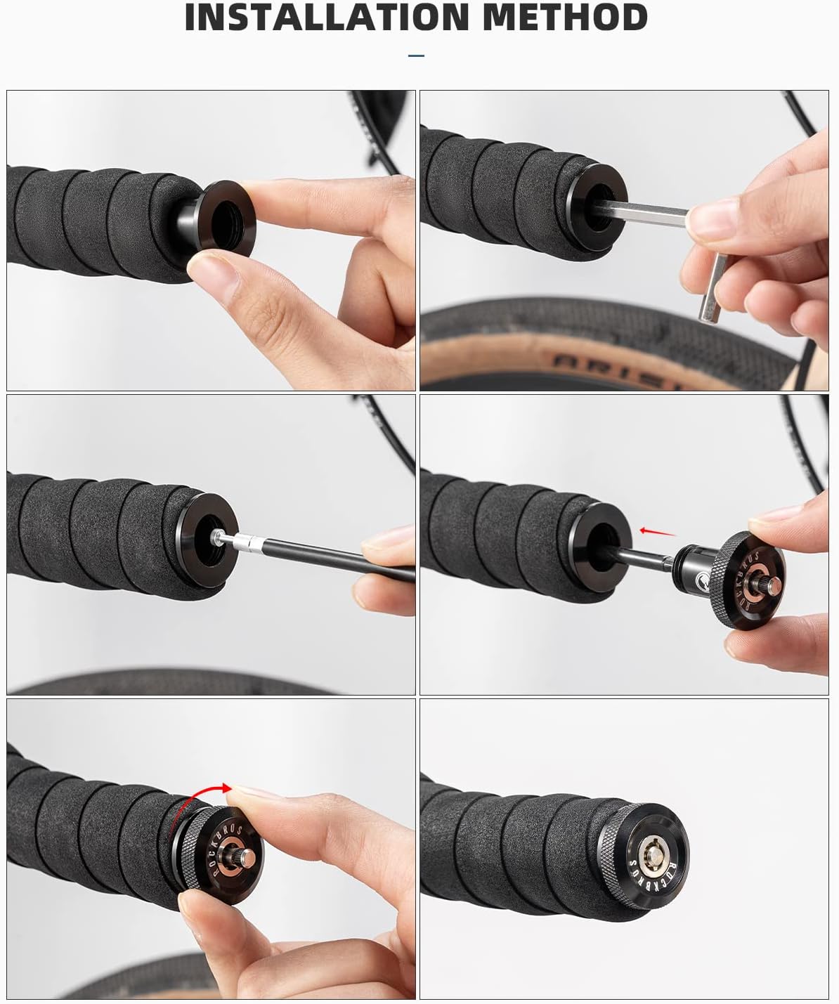 【ROAD TO SKY】ROCKBROS Bicycle Lock Hidden Handle Lock Mini Lock Bike Cable Lock Hidden in Handlebars Helmet Lock Zinc Alloy Lock Cylinder Aluminum Shell 25.6 inches for Roadbike