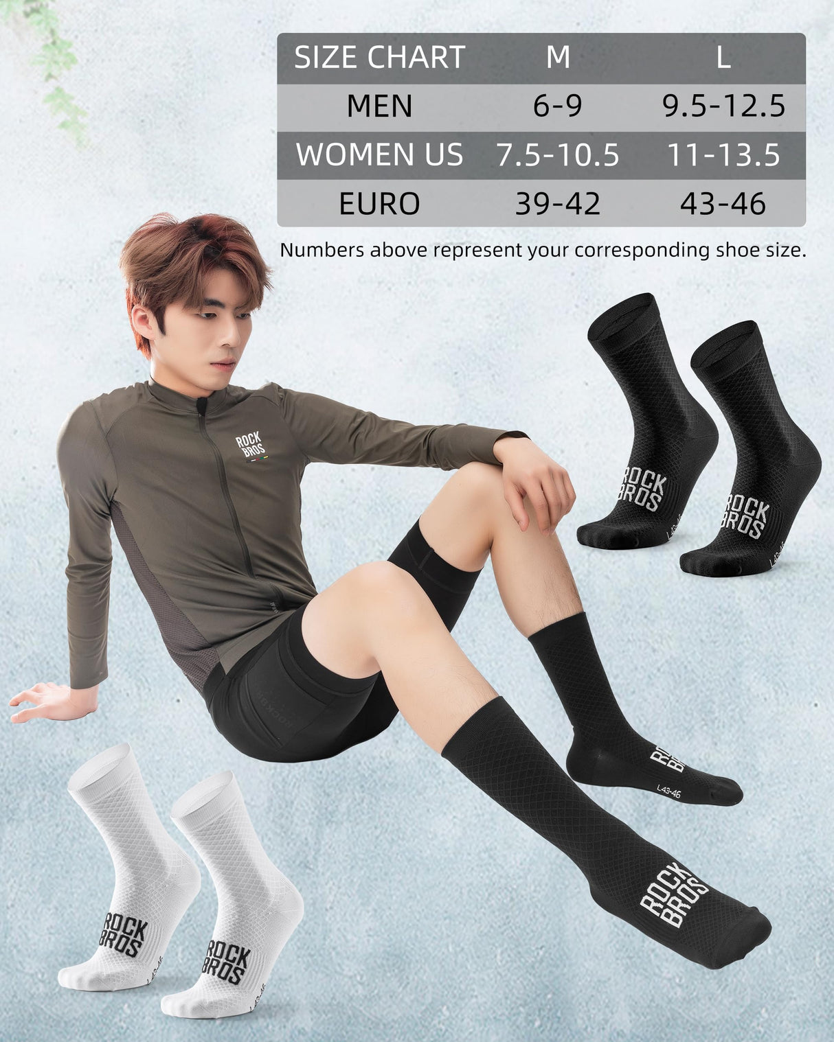 ROCKBROS Road to Sky Cycling Wicking Bike Socks for Men Women
