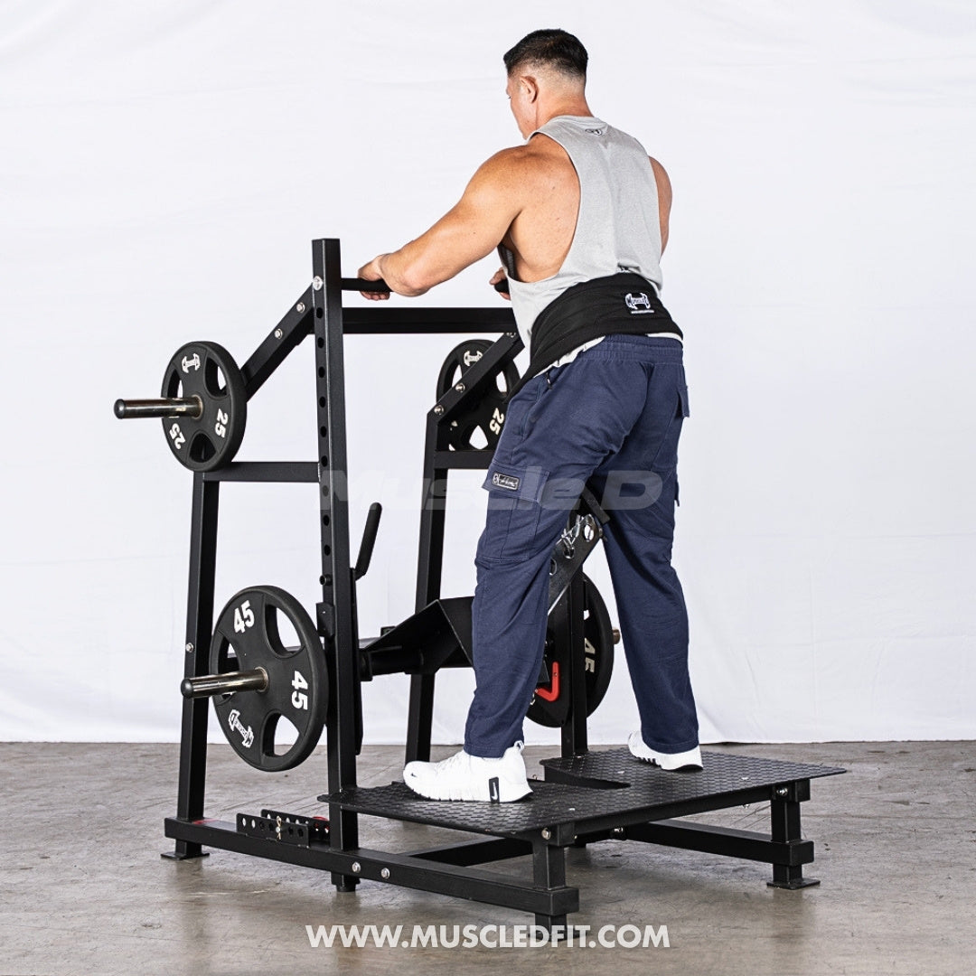 Excel Belt Squat - Muscle D Fitness - Plate Loaded Belt Squat w/ Plate Storage