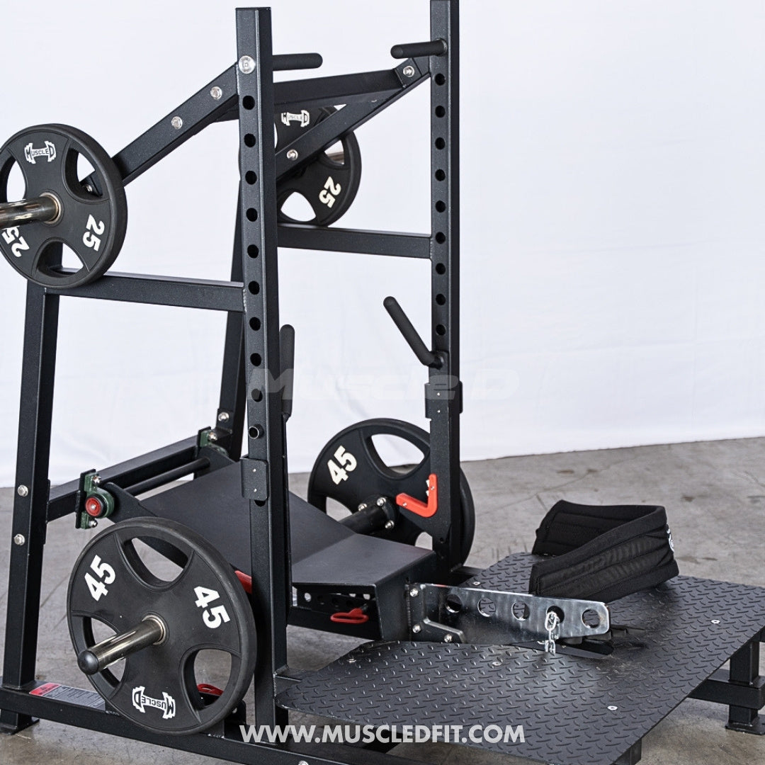 Excel Belt Squat - Muscle D Fitness - Plate Loaded Belt Squat w/ Plate Storage