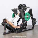 Excel Linear Leg Press - Muscle D Fitness - Plate Load Leg Press - Adjustable Back Pad - Plate Storge Pegs