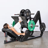Excel Linear Leg Press - Muscle D Fitness - Plate Load Leg Press - Adjustable Back Pad - Plate Storge Pegs