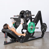 Excel Linear Leg Press - Muscle D Fitness - Plate Load Leg Press - Adjustable Back Pad - Plate Storge Pegs