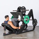 Excel Linear Leg Press - Muscle D Fitness - Plate Load Leg Press - Adjustable Back Pad - Plate Storge Pegs