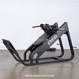 Excel Linear Hack Slide - Muscle D Fitness - Plate Load Hack Squat - Weight Storage Pegs - Safety Catch