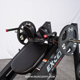 Excel Linear Hack Slide - Muscle D Fitness - Plate Load Hack Squat - Weight Storage Pegs - Safety Catch