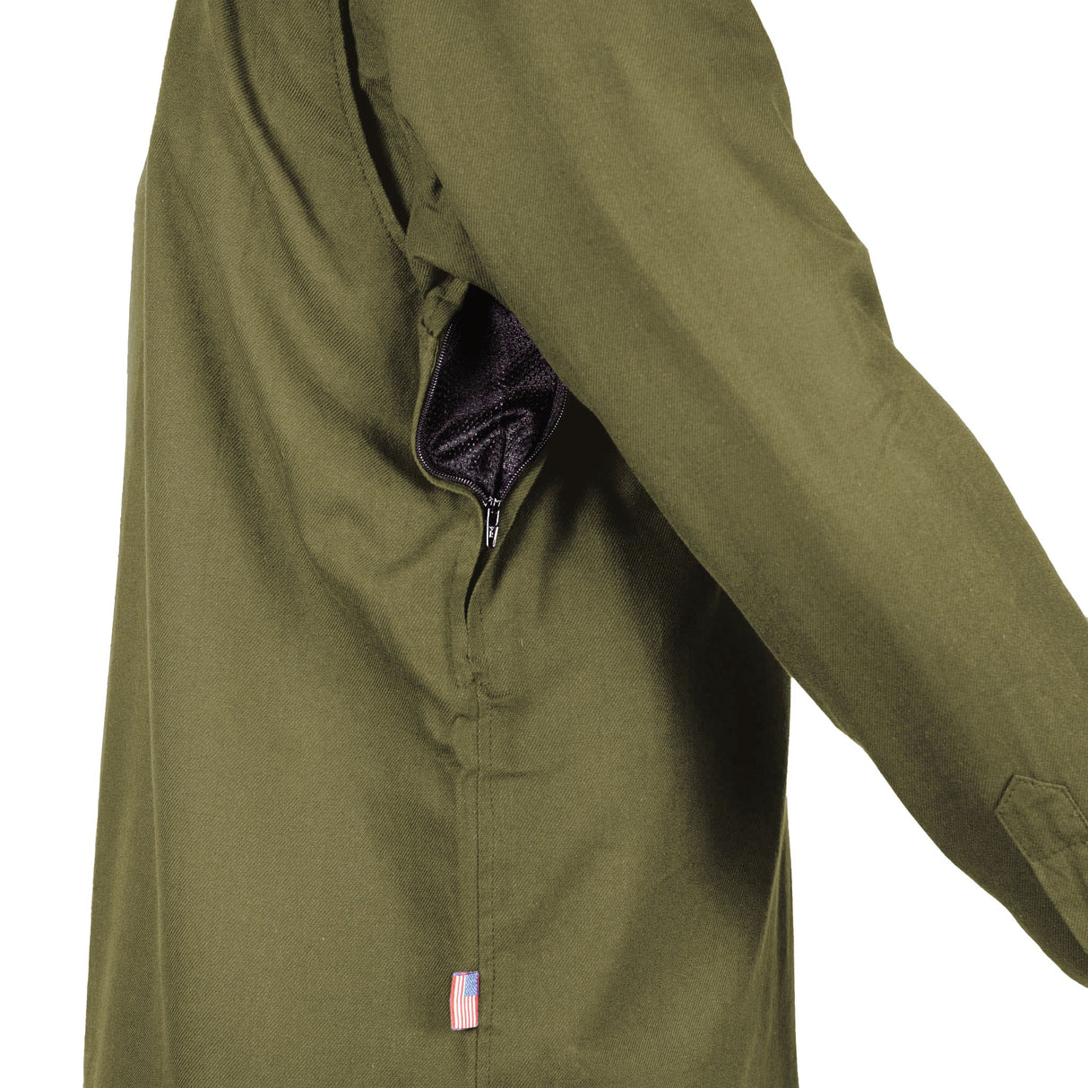 Protective Flannel Shirt - Army Green Solid with Pads