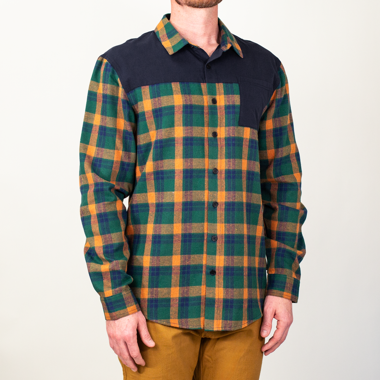 FlexTop Flannel - Forest Green/Golden Mustard