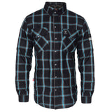 Protective Flannel Shirt - Black and Blue Stripes with Pads