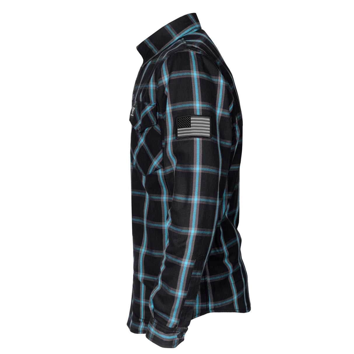Protective Flannel Shirt - Black and Blue Stripes with Pads
