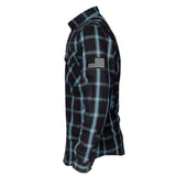 Protective Flannel Shirt - Black and Blue Stripes with Pads