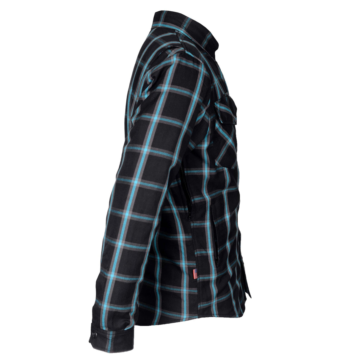 Protective Flannel Shirt - Black and Blue Stripes with Pads
