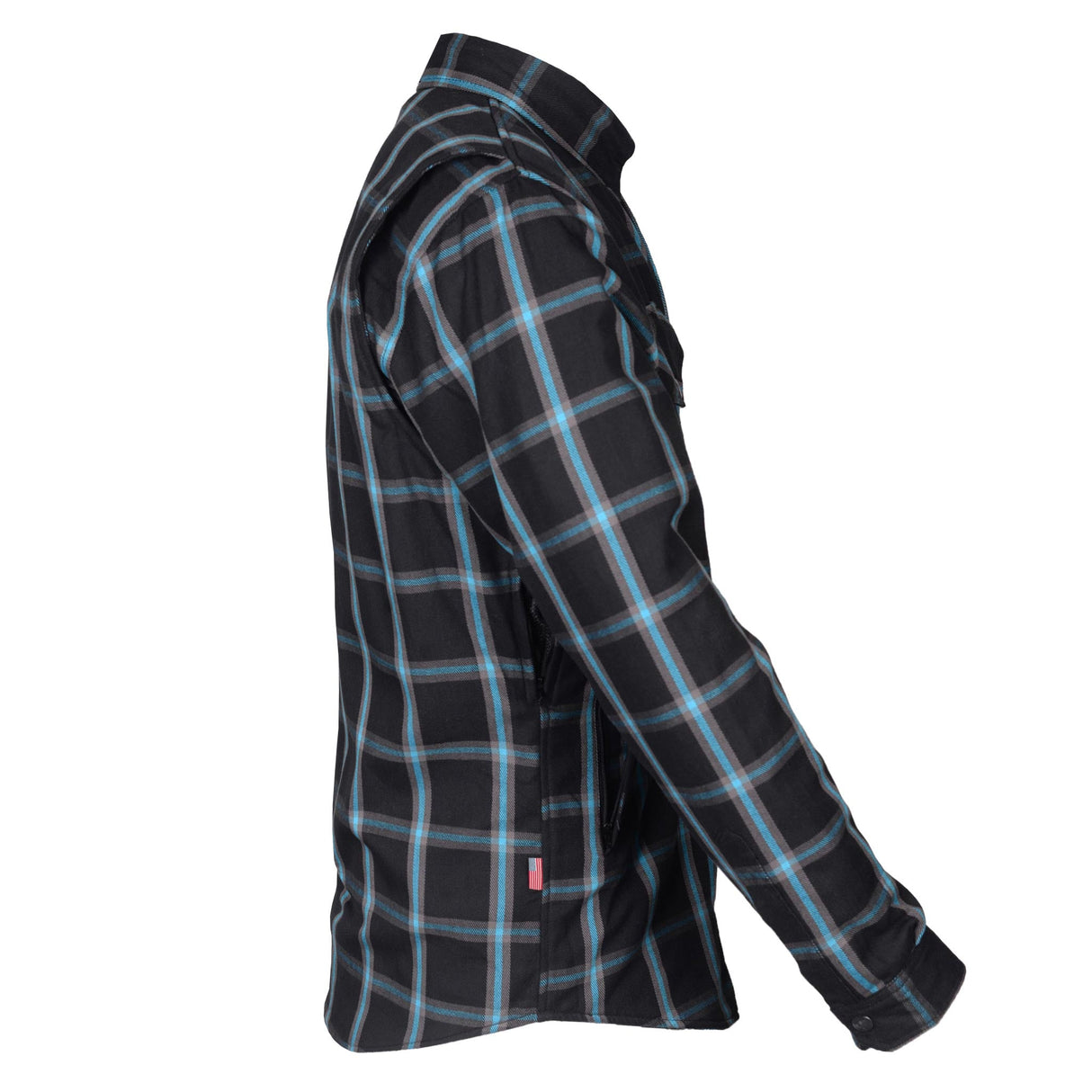 Protective Flannel Shirt - Black and Blue Stripes with Pads