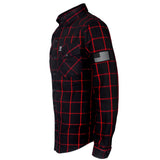 Protective Flannel Shirt - Black and Red Stripes with Pads