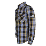 Protective Flannel Shirt - Grey Checkered and Yellow Stripes with Pads