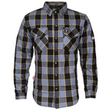 Protective Flannel Shirt - Grey Checkered and Yellow Stripes with Pads