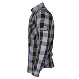 Protective Flannel Shirt - Grey Checkered and Yellow Stripes with Pads