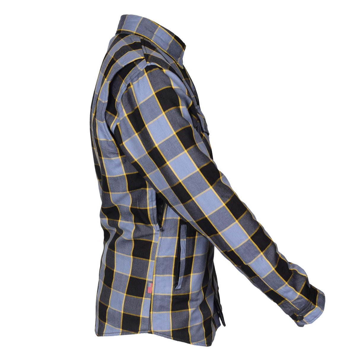 Protective Flannel Shirt - Grey Checkered and Yellow Stripes with Pads