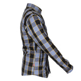 Protective Flannel Shirt - Grey Checkered and Yellow Stripes with Pads