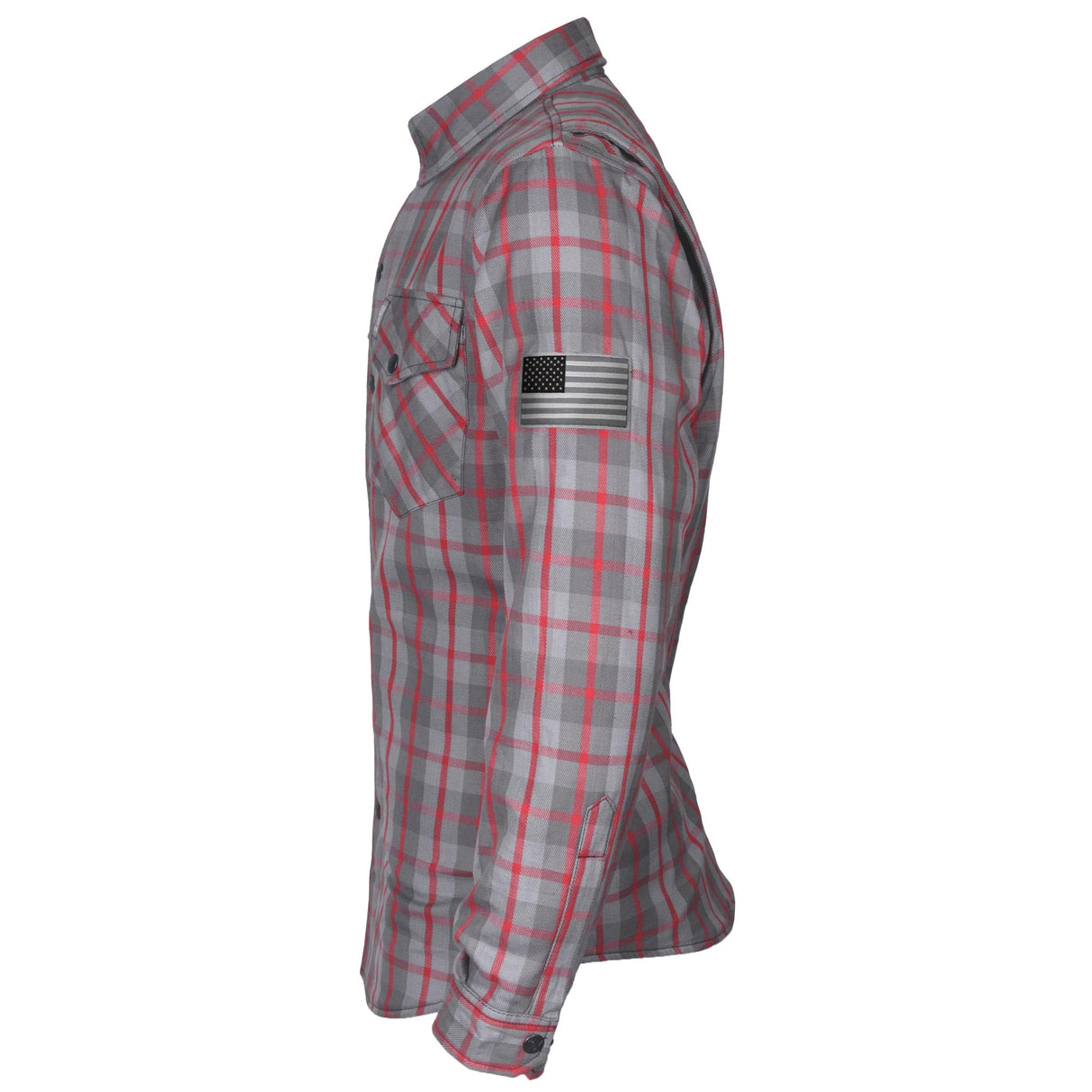 Protective Flannel Shirt - Grey and Red Stripes with Pads