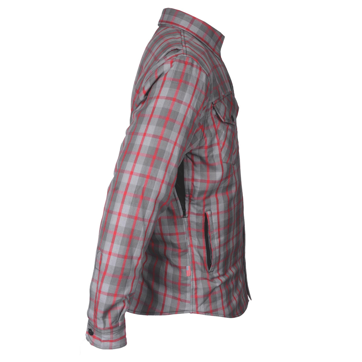 Protective Flannel Shirt - Grey and Red Stripes with Pads