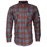 Protective Flannel Shirt - Light Brown and Teal Checkered with Pads