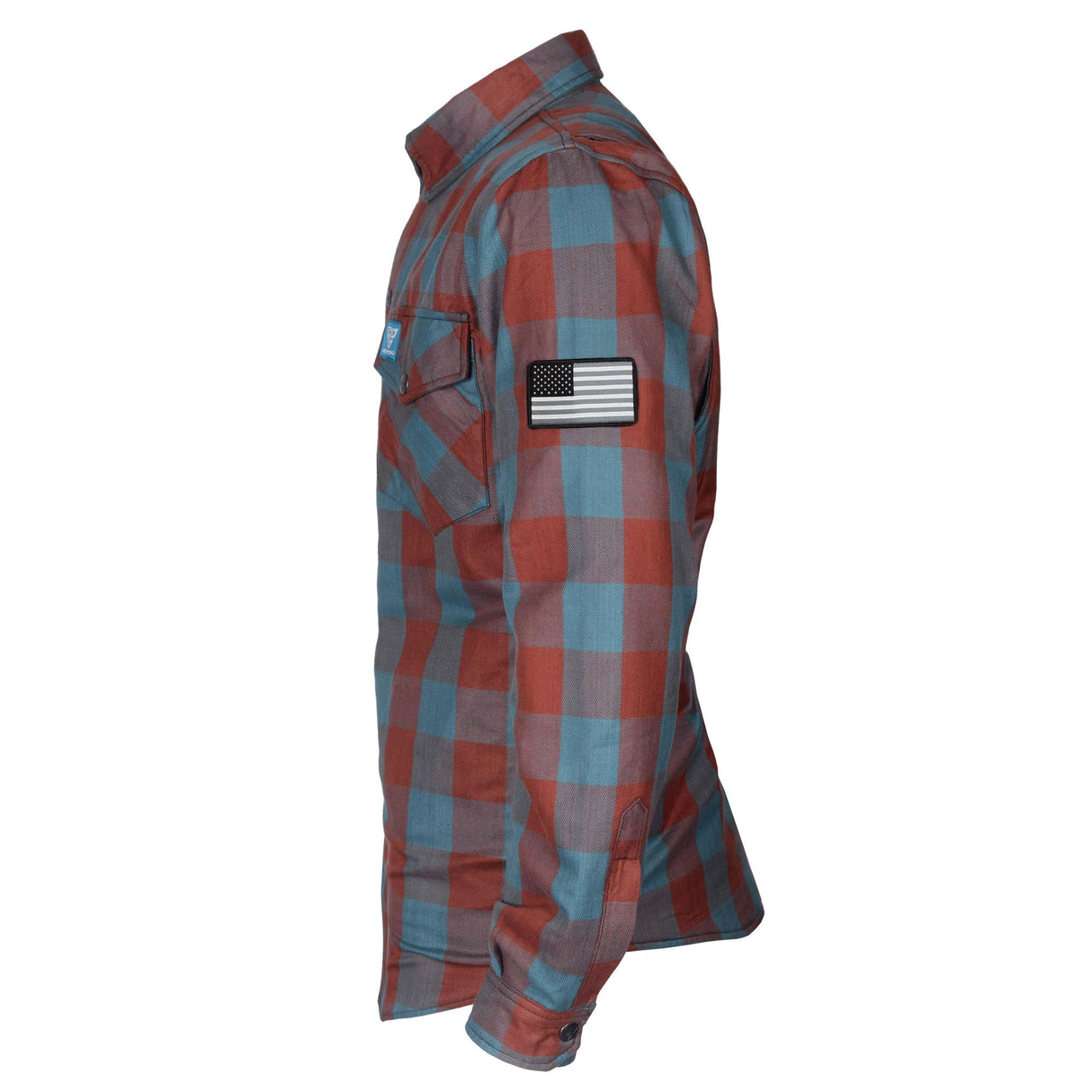 Protective Flannel Shirt - Light Brown and Teal Checkered with Pads