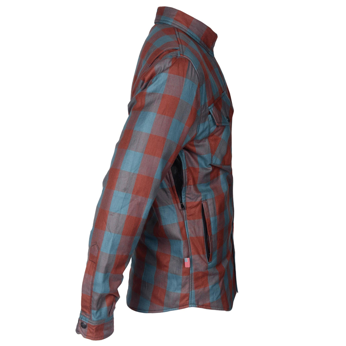 Protective Flannel Shirt - Light Brown and Teal Checkered with Pads