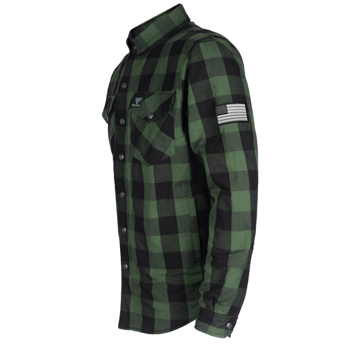 Protective Flannel Shirt - Dark Green Checkered with Pads