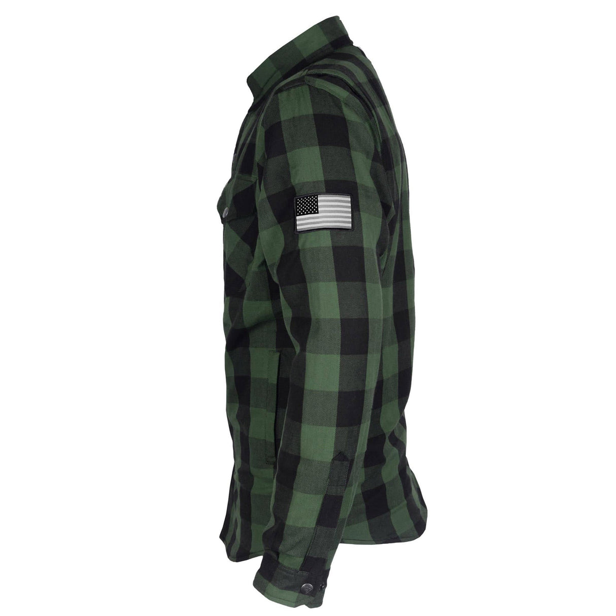 Protective Flannel Shirt - Dark Green Checkered with Pads