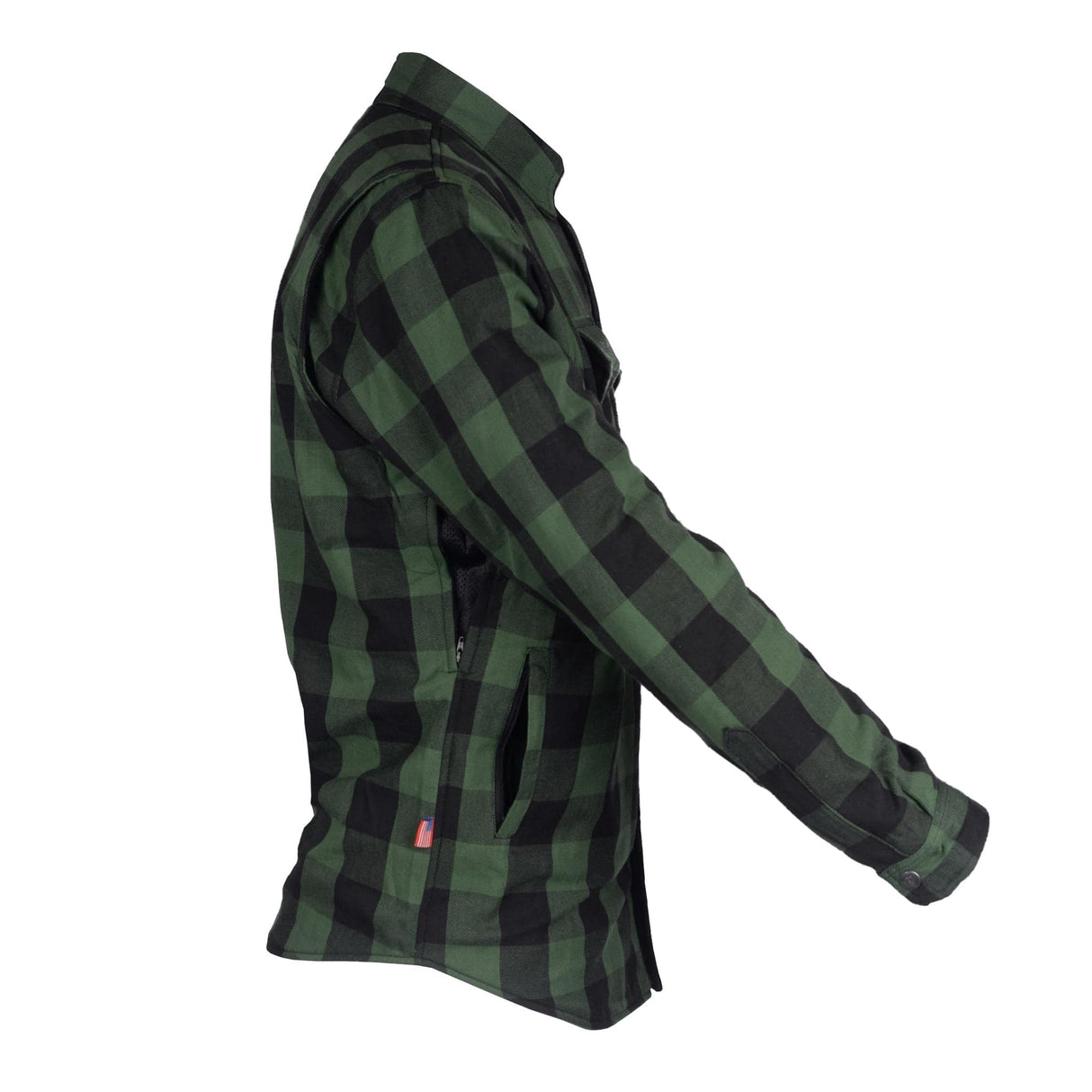 Protective Flannel Shirt - Dark Green Checkered with Pads