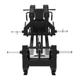 Excel Glute Line Hack Squat / Front Squat - Muscle D Fitness - Plate Load Squat Machine - Counter Balanced - Plate Storage Pegs