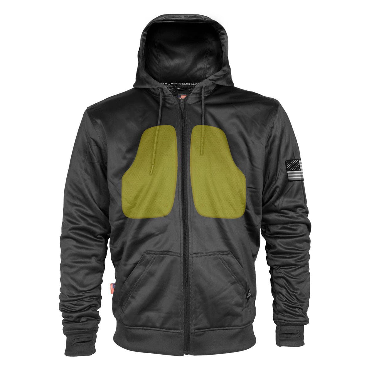 Black Solid Ultra Protective Hoodie with Pads