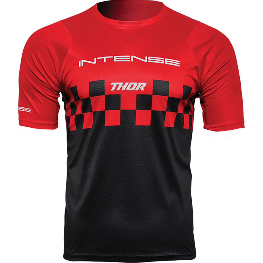 Men's INTENSE x THOR MTB Assist Chex Red/Black Short Sleeve Jersey