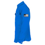 Protective Flannel Shirt - Blue Solid with Pads