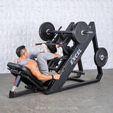 Excel Linear Hack/Leg Press - Muscle D Fitness - Plate Load Hack Squat Combo - Weight Storage Pegs - Adjustable Foot Plate / Back Pad