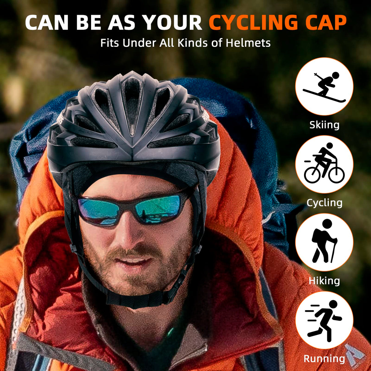 ROCKBROS Winter Cycling Caps for Men Women Windproof Hat with Sun Visor Under Helmet Liner