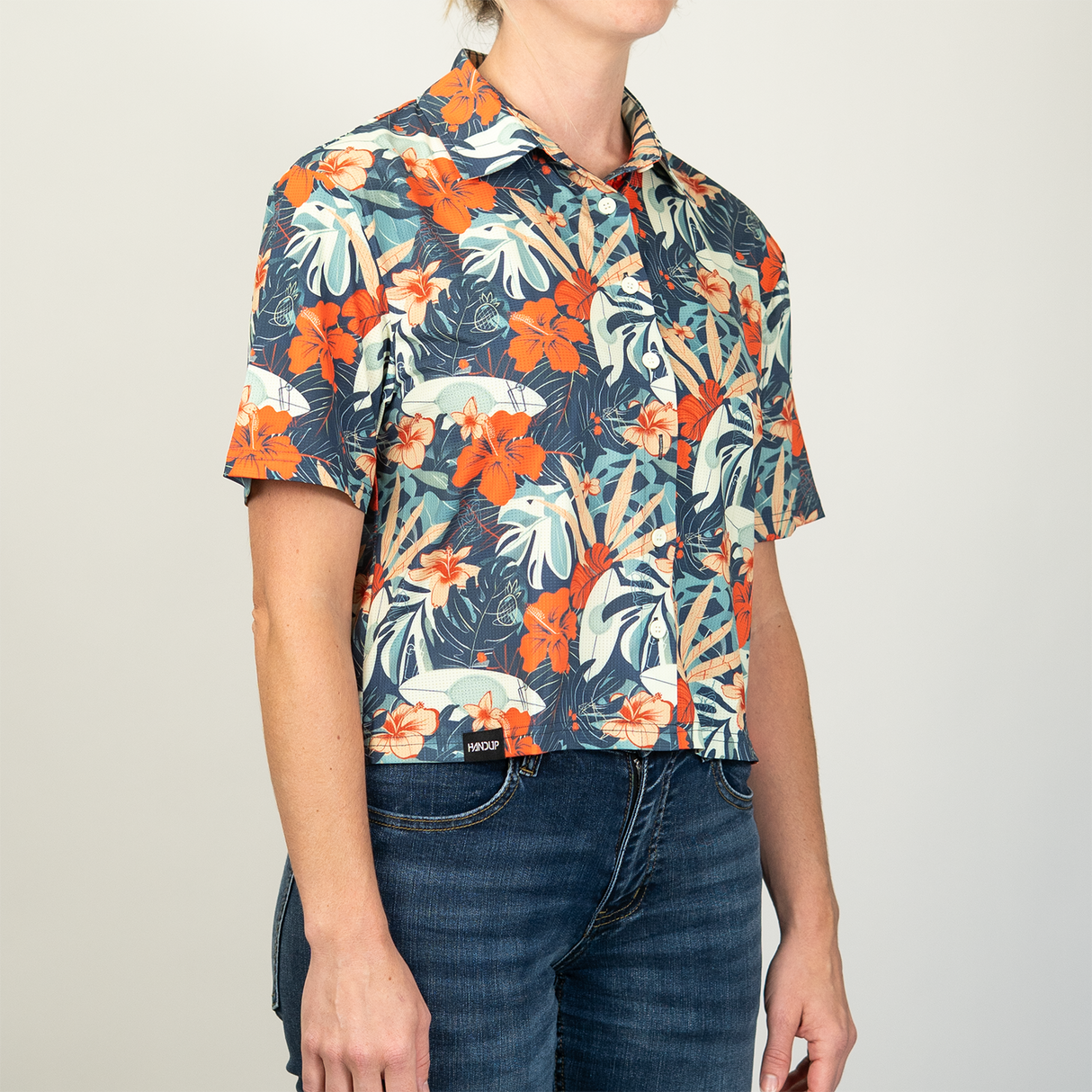 Cropped FlexGRID Button Up - Paradise Pedal