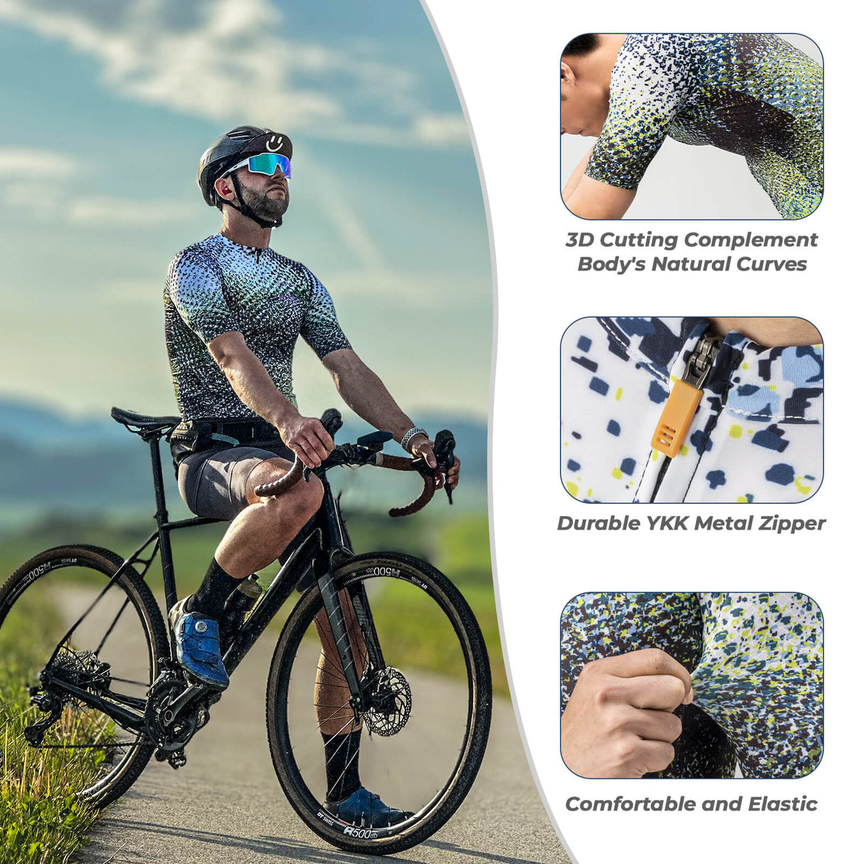 ROCKBROS Men's Short-Sleeve Camouflage Reflective Cycling Jersey